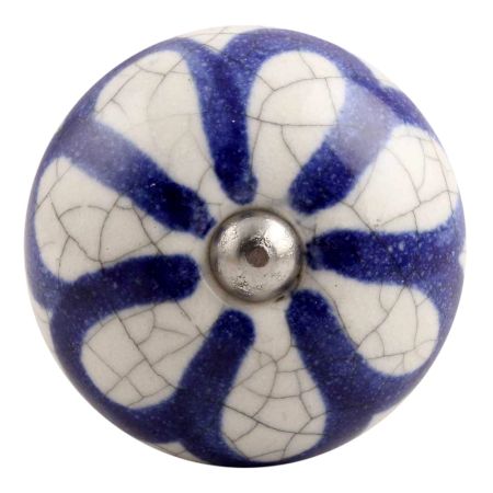 Navy Blue Floral Crackle Ceramic Wine Stopper